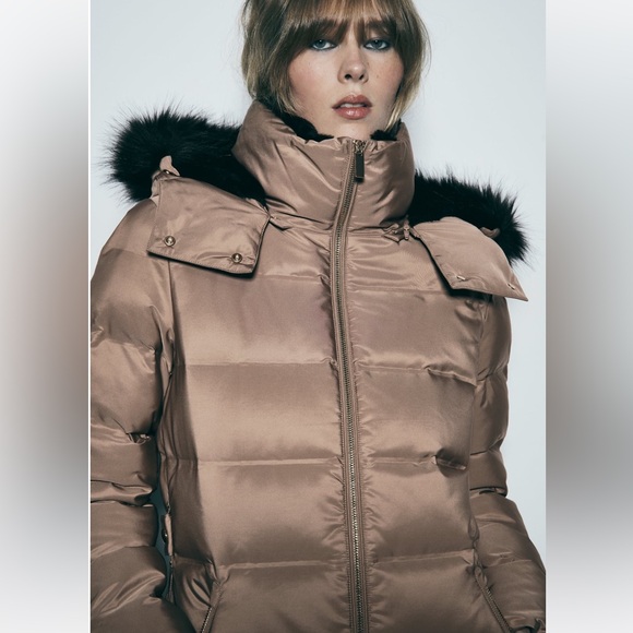 ZARA LONGLINE HOODED QUILTED FEATHER AND DOWN COAT - Picture 5 of 13
